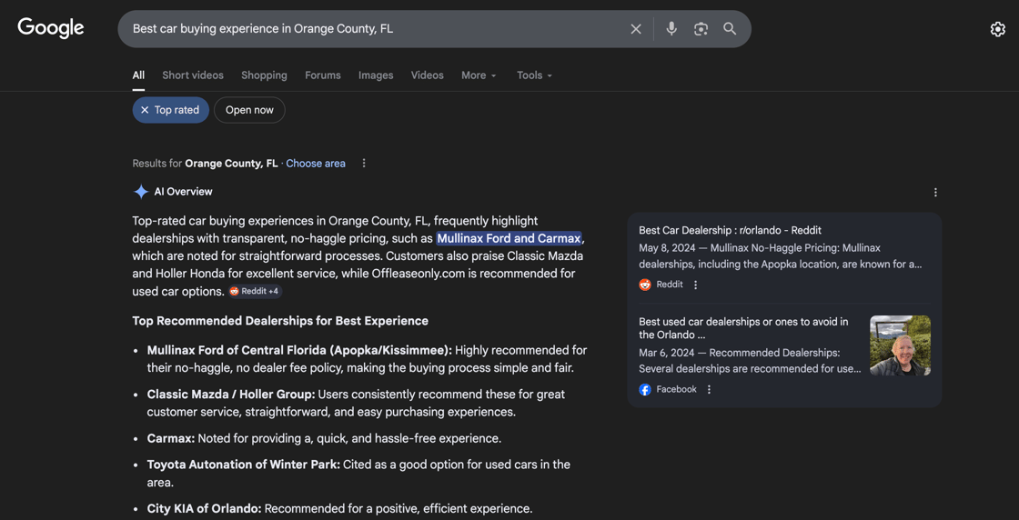 Best car buying experience Orange County
