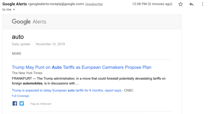Creating a Google Alert