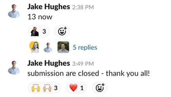 WW Thanksgiving Slack Screenshot