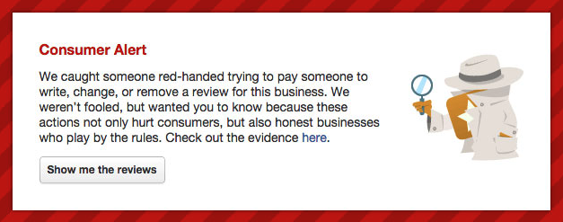 Yelp Warning Banner