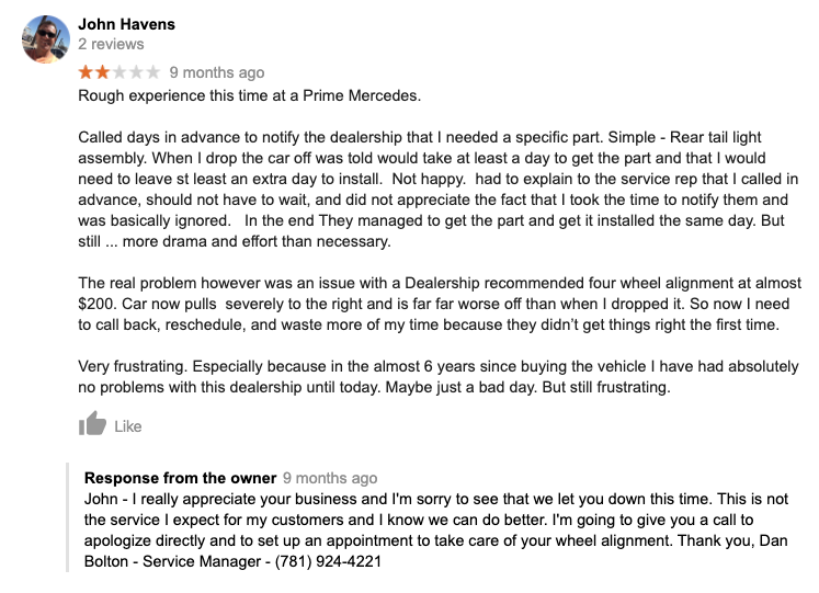 Guide review response Guide review response